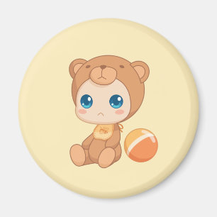 Aimant Baby Boy Girl Bear Jumpsuit on Yellow