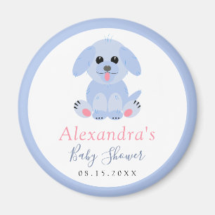 Aimant Baby Boy Shower Personnalisé Chiot bleu