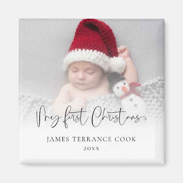Aimant Baby First Christmas Custom Photo Overlay (Devant)