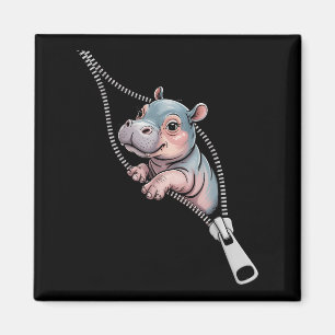 Aimant Baby Hippo Apparaît D'Un Costume Drôle Zipper Bo