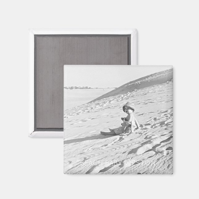 Aimant BABY NAME Beach PHOTO Timeless Keepsaké Kids (Recto/Verso)