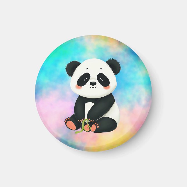 Aimant Baby Panda tient un morceau de bambou (Devant)