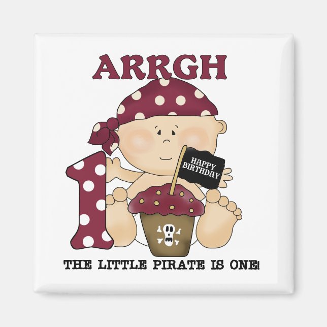Aimant Baby Pirate 1er Anniversaire Tshirts et cadeaux (Devant)