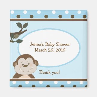 Aimant Baby shower Bambino mignon Singe bleu Faveur