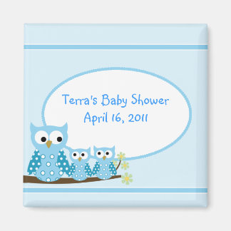 Aimant BABY SHOWER BLEU HOOT OWLS Favoriser l'aimant