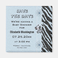 Baby shower bleu zèbre et fleurs Enregistrer la da