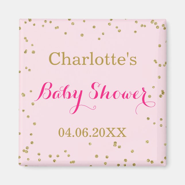 Aimant Baby shower Confetti de Parties scintillant or ros (Devant)