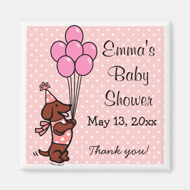 Aimant Baby shower Dachshund (Devant)