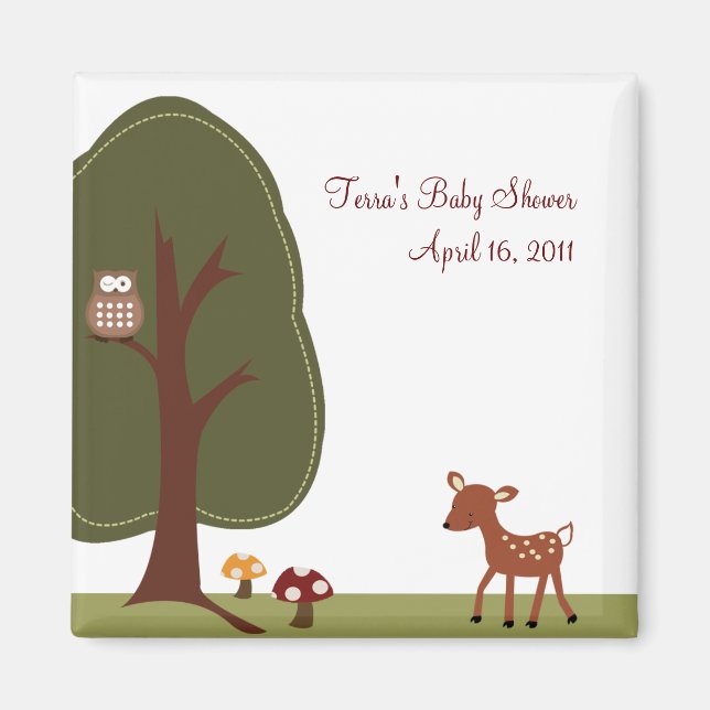 Aimant Baby shower de cerf de WOODLAND Favoriser l'aimant (Devant)