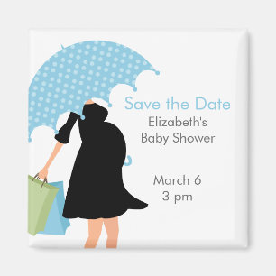 Aimant Baby shower de maman parapluie bleu