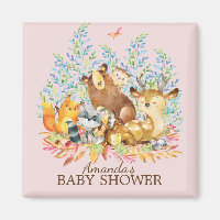 Baby shower des animaux de bois Favoriser l'aimant