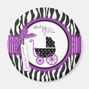 Aimant Baby shower d'impression de zèbre et de voiture