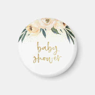 Aimant Baby shower Gold Script Blush Rose Floral