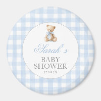 Baby shower Ours à carreaux bleus