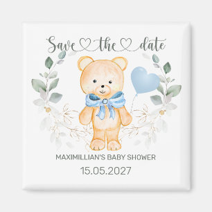 Aimant Baby shower Ours en peluche Enregistrer la date