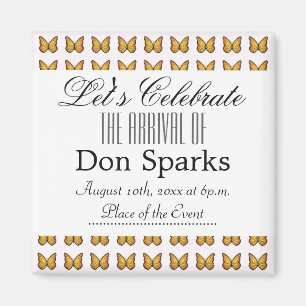 Aimant Baby shower papillon