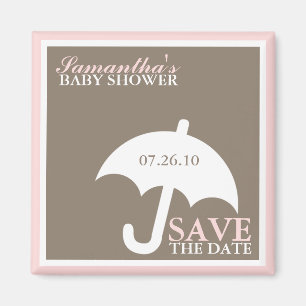 Aimant Baby shower parapluie rose