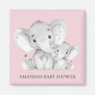 Aimant Baby shower rose éléphant Favoriser l'aimant