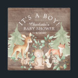 Aimant Baby shower Rustique des animaux de bois Favoriser<br><div class="desc">Un mignon aimant pour les animaux de la forêt rustique pour un baby shower Neutre. Objets correspondants disponibles dans notre boutique.</div>