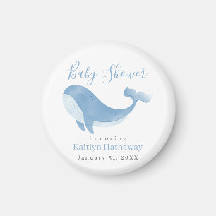 Aimant Baby shower Watercolor Blue Whale