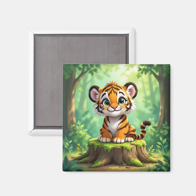 Aimant Baby Tiger | Cute Cartoon Kid's Nursery Art (Recto/Verso)