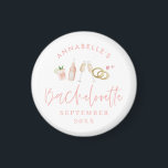 Aimant Bachelorette de champagne moderne rose girly éléga<br><div class="desc">Champagne moderne rose girly et cocktails soirée bachelorette faveur aimant</div>
