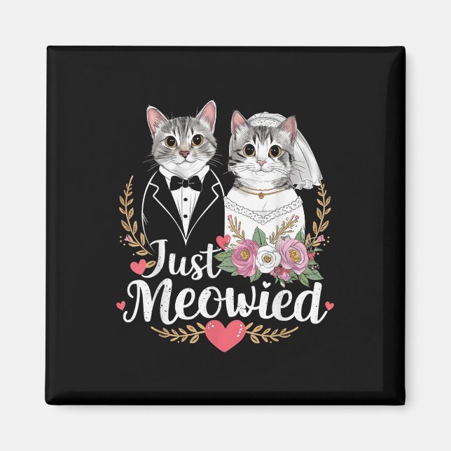 Aimant Bachelorette Mariage Fête Mariée Groom Chats Juste (Devant)