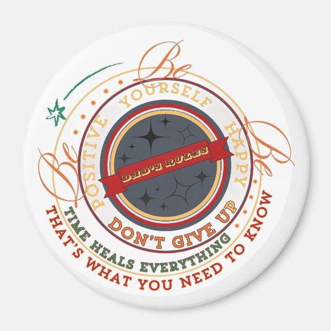 Aimant Badge circulaire Règles de Papa (Devant)