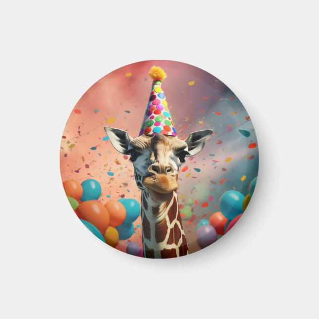 Aimant Badge d'anniversaire girafe, aimant, amusant  (Devant)