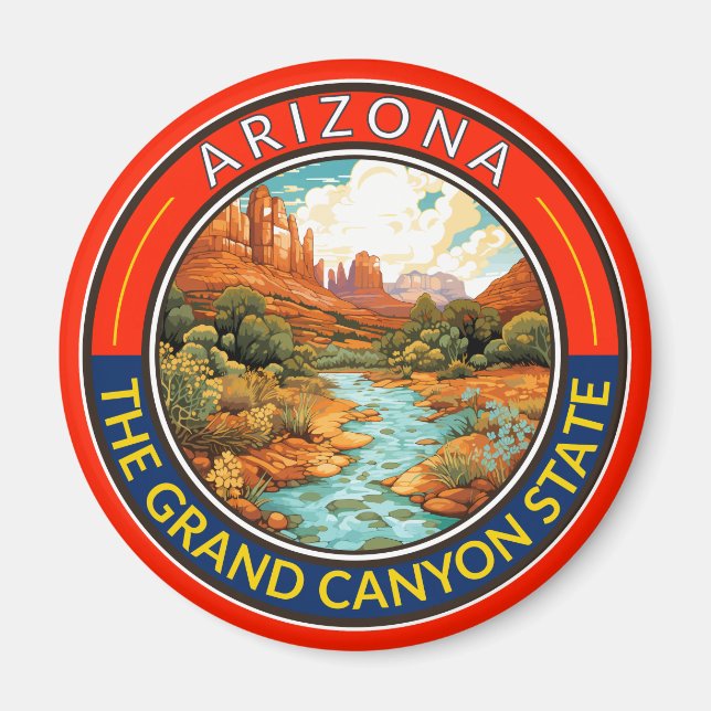 Aimant Badge d'art de voyage Arizona (Devant)