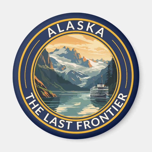 Aimant Badge d'art de voyage en Alaska (Devant)