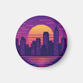 Aimant badge de ville de néon 8 bits