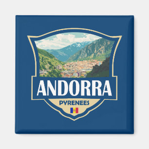 Aimant Badge rétro illustrant Andorre
