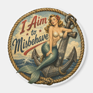 Aimant Badge Rétro Mermaid Je Vise à Mal Me Conduire