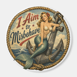 Aimant Badge Rétro Mermaid Je Vise à Mal Me Conduire