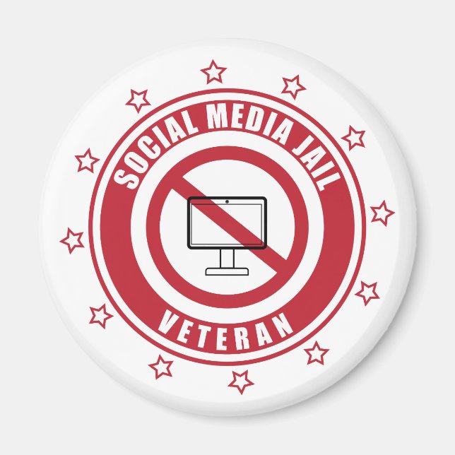 Aimant Badge vétéran de la prison des médias sociaux (Devant)