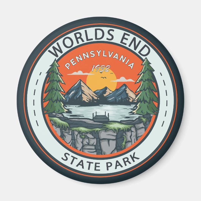 Aimant Badge Worlds End State Park Pennsylvania (Devant)
