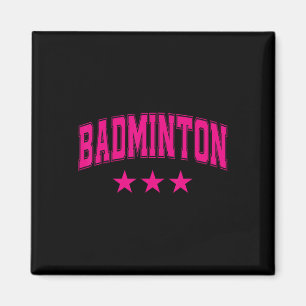 Aimant Badminton All Pink Stars Clic Retro Varsity Texte