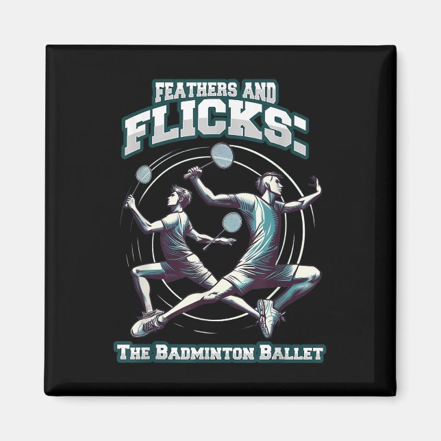 Aimant Badminton Ballet - Plumes Et Flicks Badminton  (Devant)