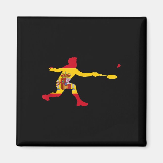 Aimant Badminton Drapeau Espagnol Raquette Volant Hommes  (Devant)