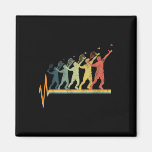 Aimant Badminton Heartbeat Vintage Retro Gift