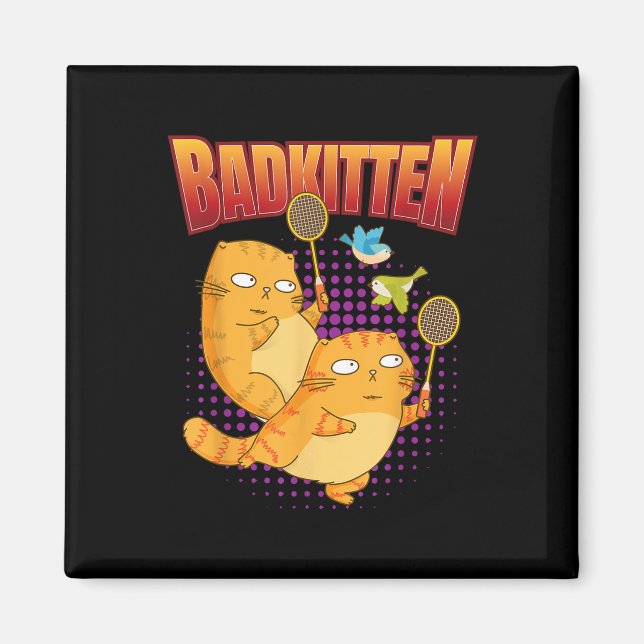 Aimant Badminton I Badkitten Cat I Badminton Racket Shutt (Devant)