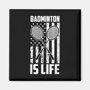 Aimant Badminton Is Life - Drapeau américain Vintage