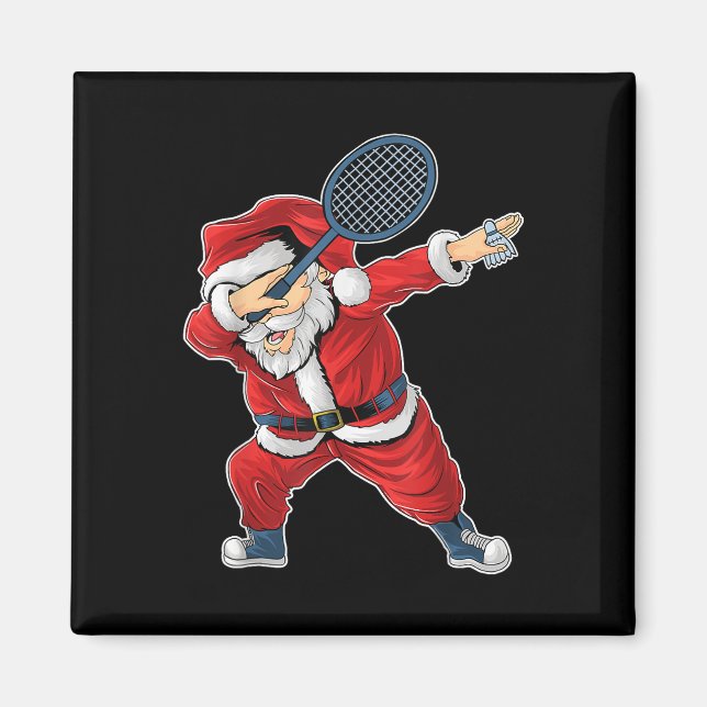 Aimant Badminton Noël Santa Claus Dabbing Avec Volant (Devant)