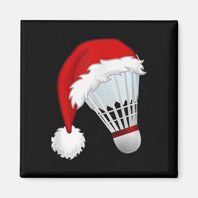 Aimant Badminton Santa Hat Sports Noël (Devant)