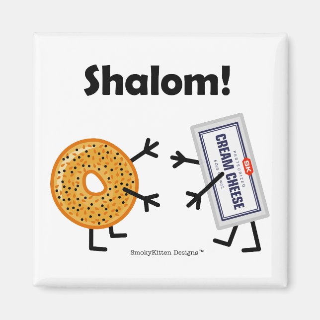 Aimant Bagel & Fromage à la crème - Shalom ! (Devant)
