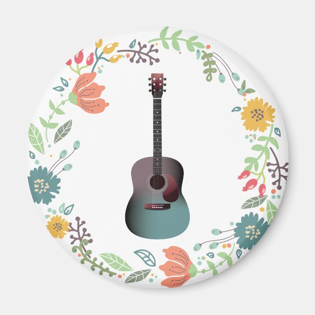 Aimant Bague de fleurs de guitare (Devant)