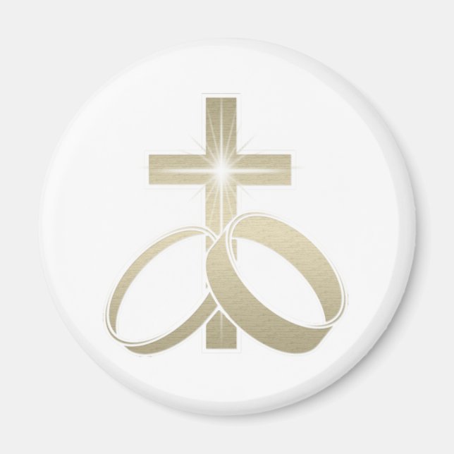 Aimant Bagues mariages d'or et croix (Devant)
