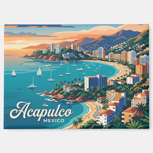 Aimant Baie d'Acapulco Mexique (Recto)