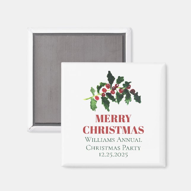 Aimant Baies Élégantes Noël Botanique Simple (Recto/Verso)